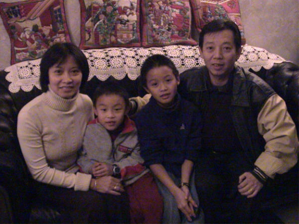 at Yann's home with his famiy