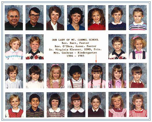 Our Lady of Mount Carmel School's 1984-1985 Kindergarten Class.