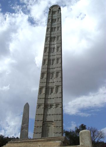  Looking up at King Ezana's Stele 