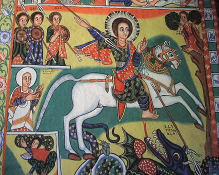  Portion of the interior wall of Ura Kidane Meret monastery 