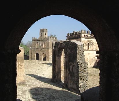  Through an arch 