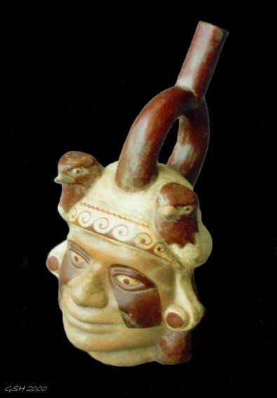 Head of Moche' warrior. Ceramic bottle form my collection