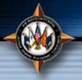 Image of the United States European Command's Emblem.  The Emblem is centered on a white disc with a display of colors of the United States between those of the four military services and all proper with gold staffs crossed at the center, all enclosed by a white edged black border inscribed HEADQUARTERS above and United States European Command Below in white, all centered upon a brown four-pointed star highlighted in gold.