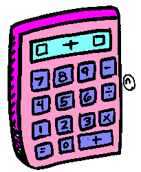 Cartoon graphic of a calculator.