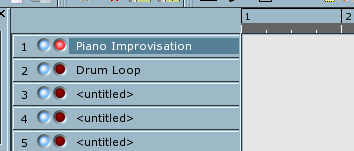 Rosegarden's Track buttons showing track labels