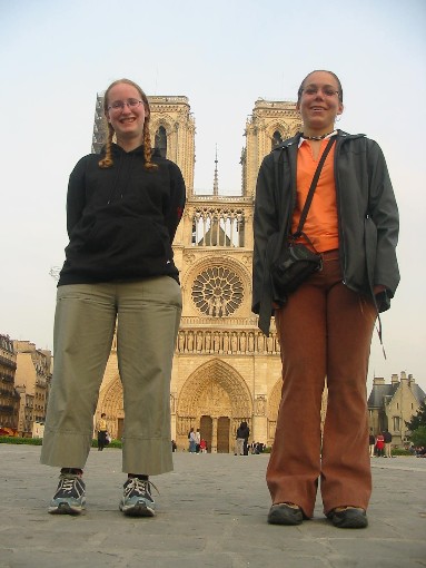 Ashley and Shannon in front of Notre Dame
