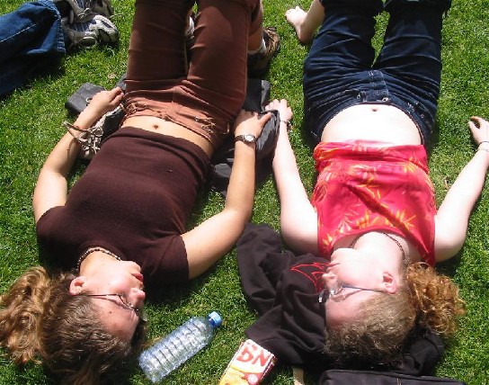 Shannon and Ashley sunbathing