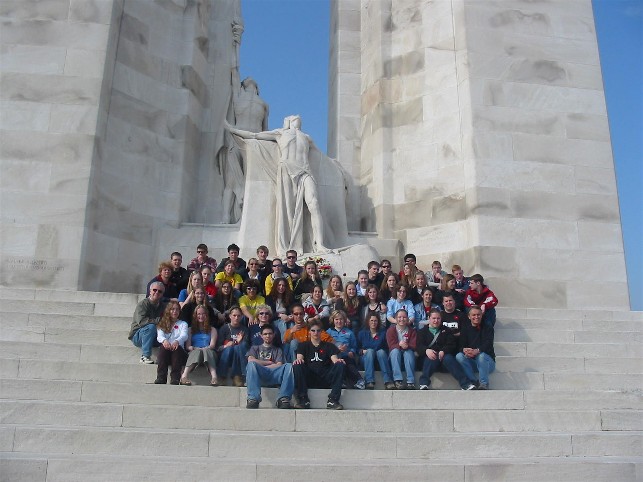 the group in front of the infamous Vimy Ridge- Go Canada!