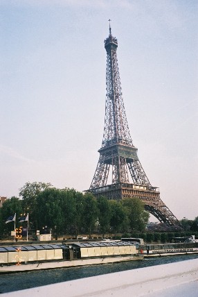 view of the Eiffel Tower from our boat tour