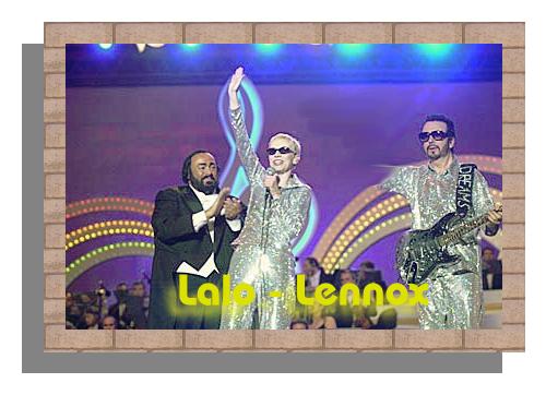 Annie y Dave con Pavarotti