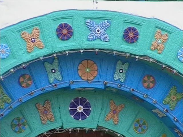 Detail van kerk in Chamula