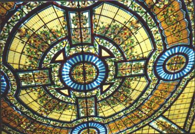 Stained glass ceiling at Moon Palace