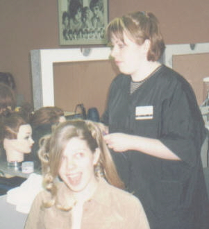 Getting my hair done before prom
