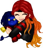 X-Men Evolution: Bastiana Lesotho, Sizzle and her very own Nightcrawler plushie. She's so happy! Base by Shouri
