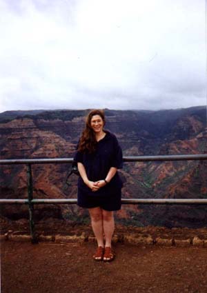 picture of Evie standing
in front of Waimea Canyon