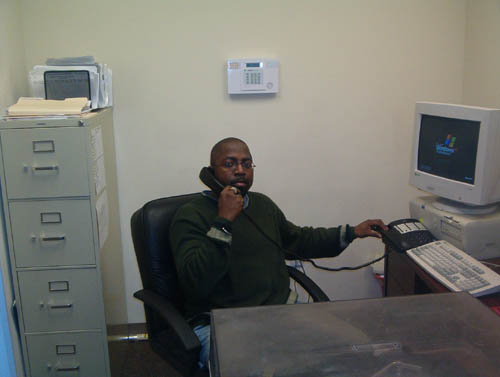 at the office