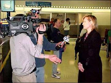 Melissa Campbell, Public Relations Manager
for the Seeing Eye, gives an interview to CBS News
