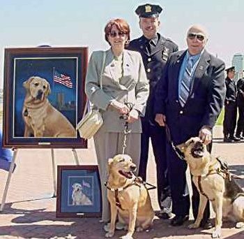4/24/02
     PAPD K-9 Sirius Memorial Service,
     JCPD Detective Brian Foskey,
     Paulette Eberle & her Seeing Eye K-9, Quilt
     Mike Visone & his Seeing Eye K-9, Viper