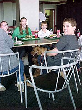 Puppy Raisers and their pups
have lunch in the LSC Cafeteria