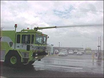 ESU Firetruck sprays water