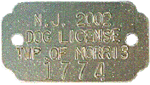 Sirius' Dog License,
Morris Township, NJ