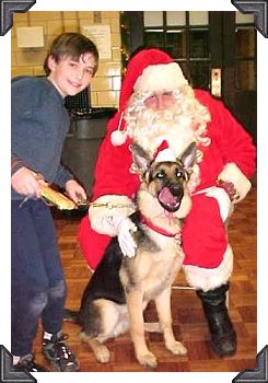 Puppy Sirius poses with Santa
