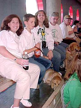 Pups and Puppy Raisers waiting for the Dolphin Show to begin