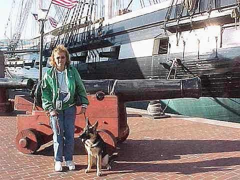 Diane and Puppy Sirius preparing to board the ship