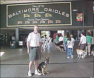 Brian and Puppy Sirius
entering the stadium