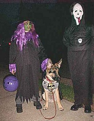Sirius (Batdog) out with some
neighborhood Trick-or-Treaters