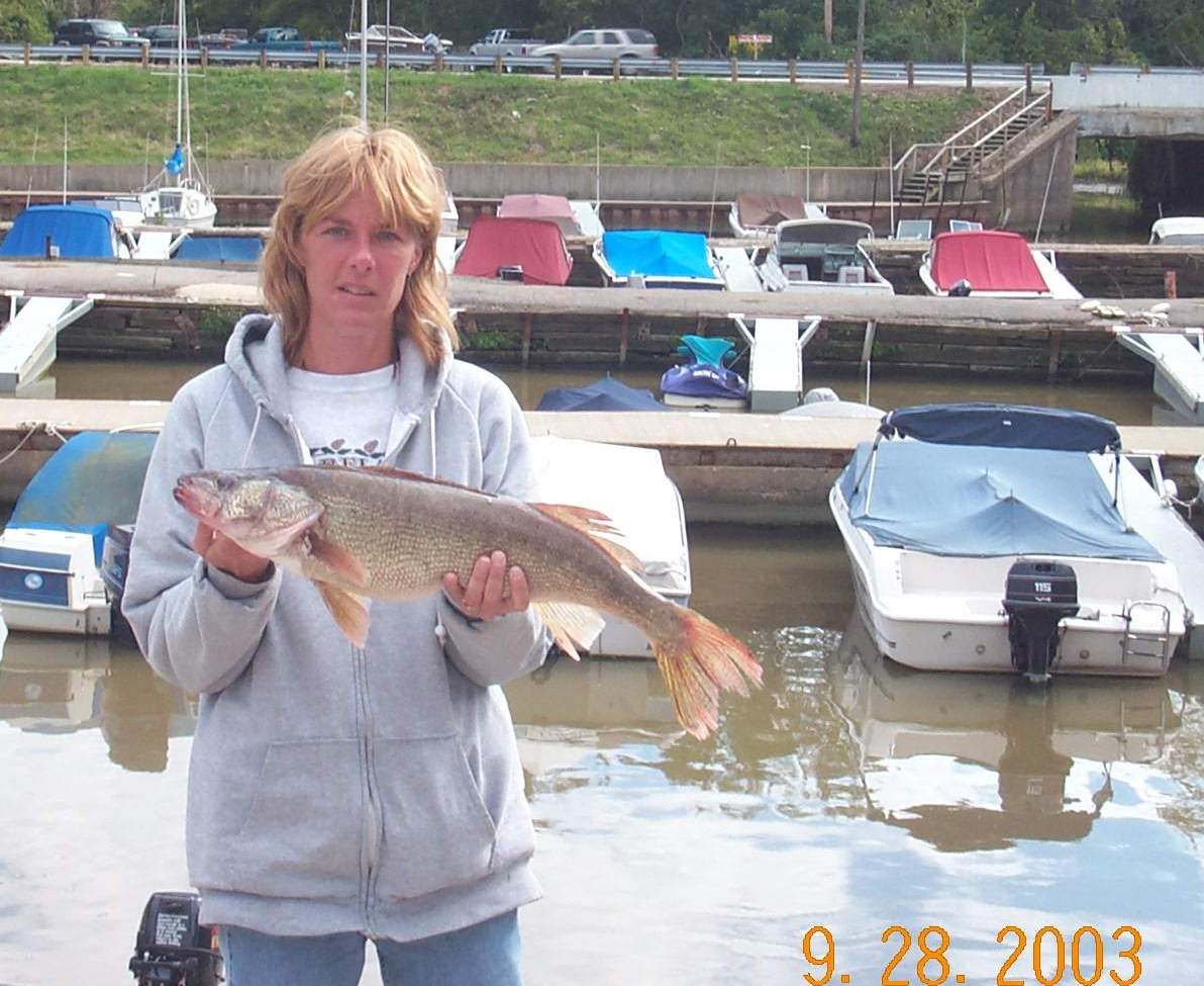 chris with her nice Cranberry tourney fish! she saved the day with this one!