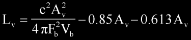 Lv = c*c*Av*Av / (4*pi*Fb*Fb*Vb) - 0.85*Av - 0.613*Av