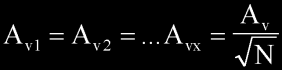 Av1 = Av2 = ... Avx = Av/sqrt(N)