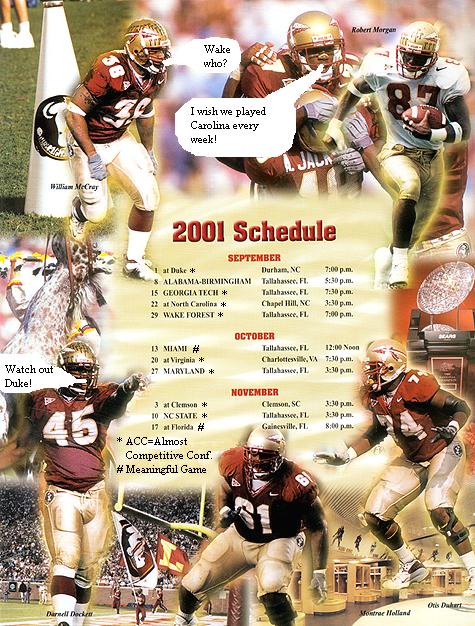 2001 Schedule