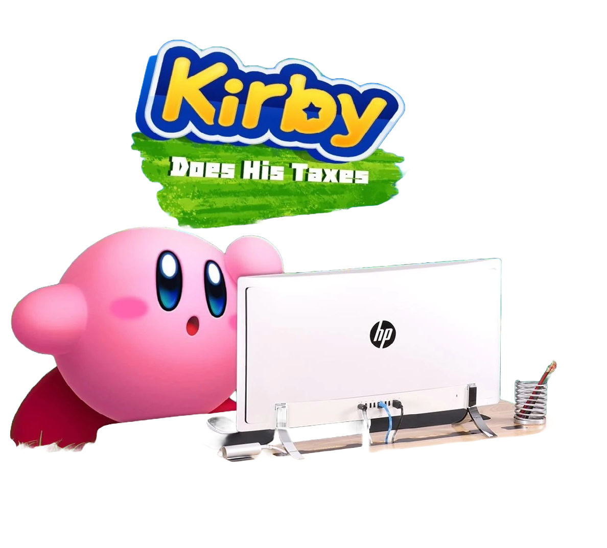 kirby does his taxes like a good boi