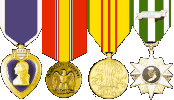 Purple Heart, National Defense, Vietnam Services and Vietnam Campaign Medals
