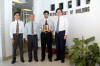 Mr. Winston [Project Manager, PDM Branch, MOE], Mr. Eng Wee Tong [Deputy Director, PDM Branch, MOE], Mr. Faisal Manzoor Arain [Award Winner], Professor Low Sui Pheng [Vice-Dean, SDE, NUS]