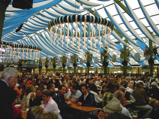 Iniside one of the Beer Tents!