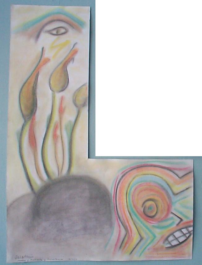 Hombre y Tierra y Superterrum (pastel sobre cartulina de hilo)