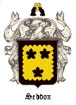 Seddon Arms: Or, three cinquefoils sable, a border engrailed sable.