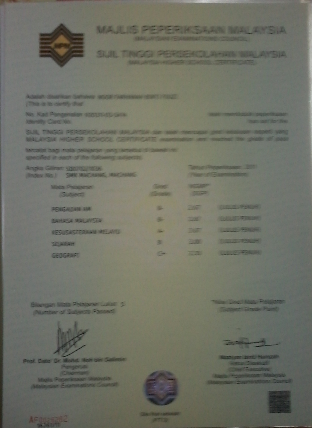 STPM Result 2012