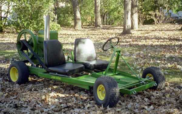 John Deere old farm stationary engine and go cart, plus other old farm antique stationary engines