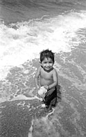 Wilmer Plays in the Ocean