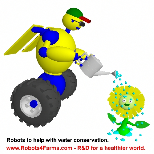 Farm robot watering plant