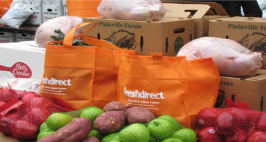 Description: Description: Description: Description: Description: Photo of fruits, FreshDirect shopping bags, and FreshDirect boxes