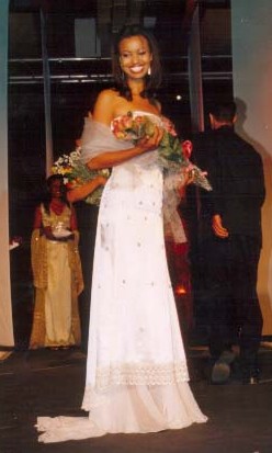 An elegant Mustafa Hassanali creation, Miss World Ethiopia 2003 First Runner Up, Atetegeb Tesfaye wearing a Mustafa Hassanali Evening Gown    