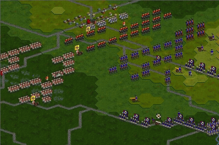 Frederick the Great's army attacks the Austrians during the Battle of Hohenfriedberg, June 4, 1745.