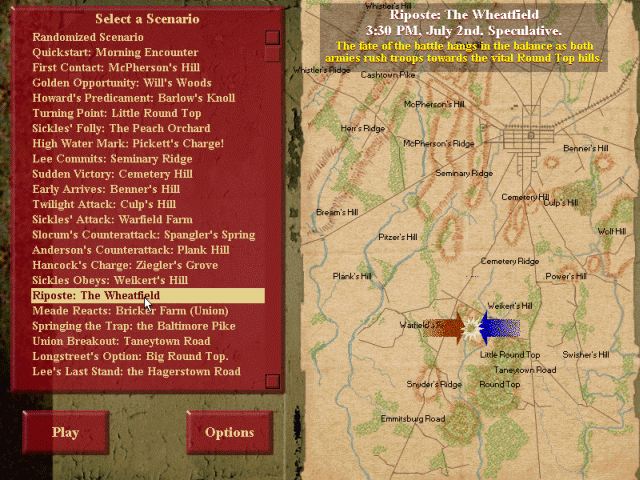 Choose an historical or randomised scenario