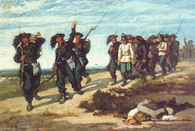 Bersaglieri escort Austrian prisoners into captivity.