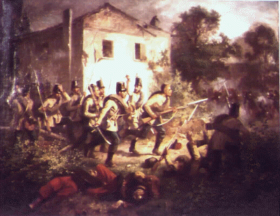 Austrian infantry in action at the battle of Magenta.